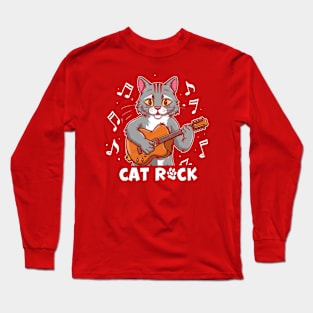 meow, rock, and guitar Long Sleeve T-Shirt